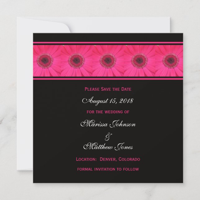 Save The Date Enregistrer l'invitation de date — Gerbera rose Da (Devant)