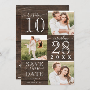 Save The Date Enregistrer notre date Russe Bois Monogramme photo