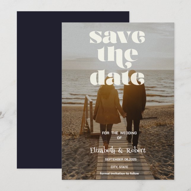 Save The Date Enregistrez la date avec votre photo et calligraph (Devant / Derrière)