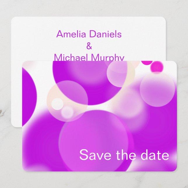 Save The Date Enregistrez la date bulle magenta (Devant / Derrière)