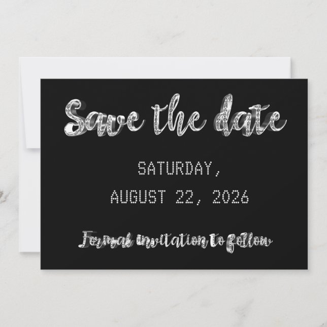 Save The Date Enregistrez la Date Chic Noir Argent Gris Écriture (Devant)