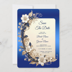 Save The Date Enregistrez la date embellissement floral bleu bla