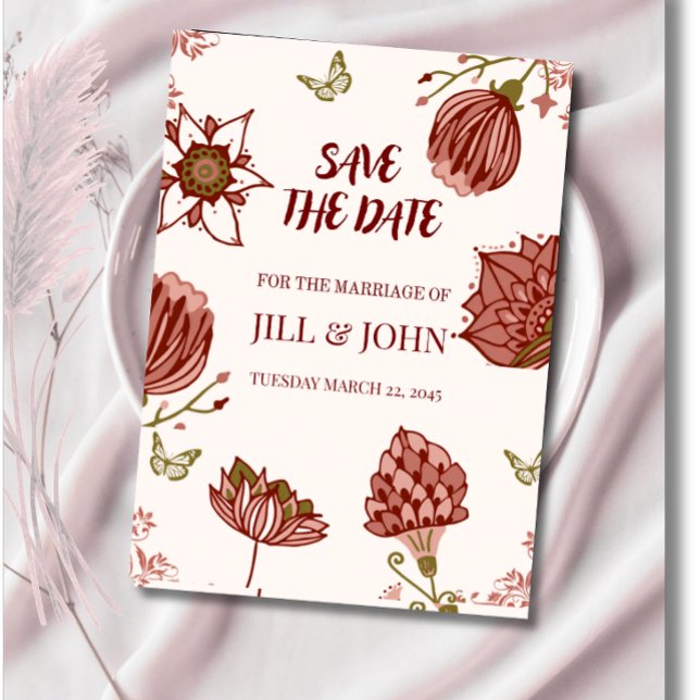 Save The Date Enregistrez la date Illustration botanique de mari (Créateur téléchargé)