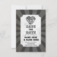 Enregistrez la date Mariage Steampunk coeurs engre