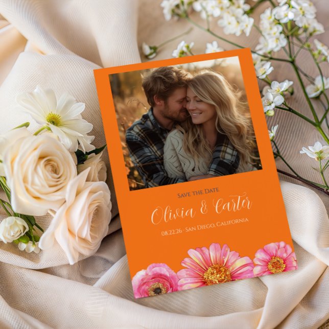 Save The Date Enregistrez la date photo florale couleur vive (Créateur téléchargé)