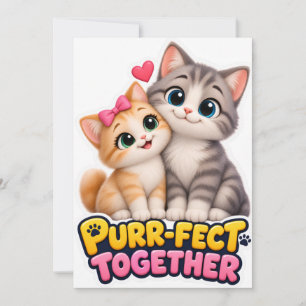 Save The Date Ensemble Parfait Couple de Chats Mignons Amour Drô