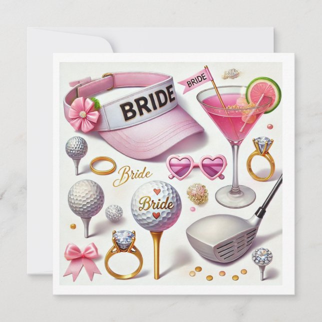 Save The Date Enterrement de vie de jeune fille Golf avec une ba (Devant)