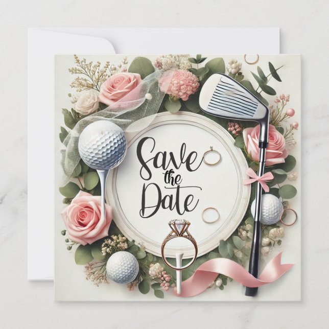 Save The Date Enterrement de vie de jeune fille Golf avec une ba (Devant)