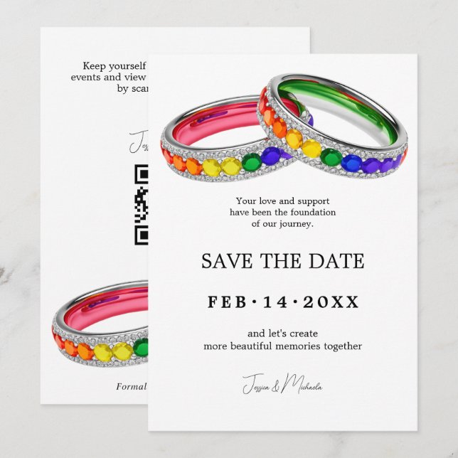 Save The Date 🌈 Entrelacé dans la Fierté Enregistrez la Date av (Devant / Derrière)
