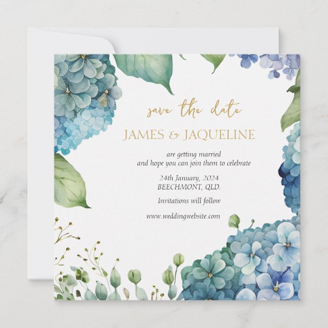 Save The Date Épargnez la date de mariage personnalisée Hydrange (Devant)