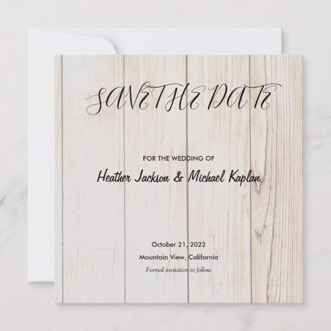 Save The Date Épargnez la date Mariage Professionnel Bois Classi (Devant)