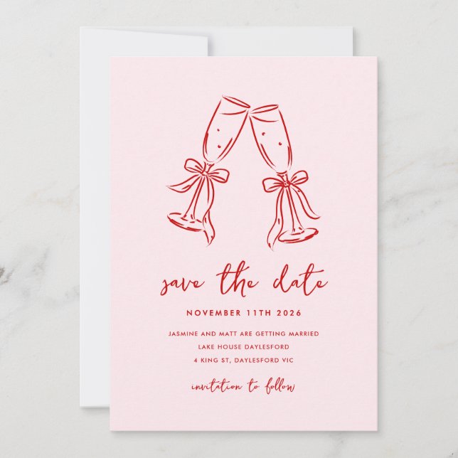 Save The Date Épingle de date de mariage minimale dessinée à la  (Devant)