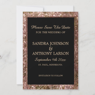 Save The Date Épingle de mariage pailletée or rose à sauvegarder