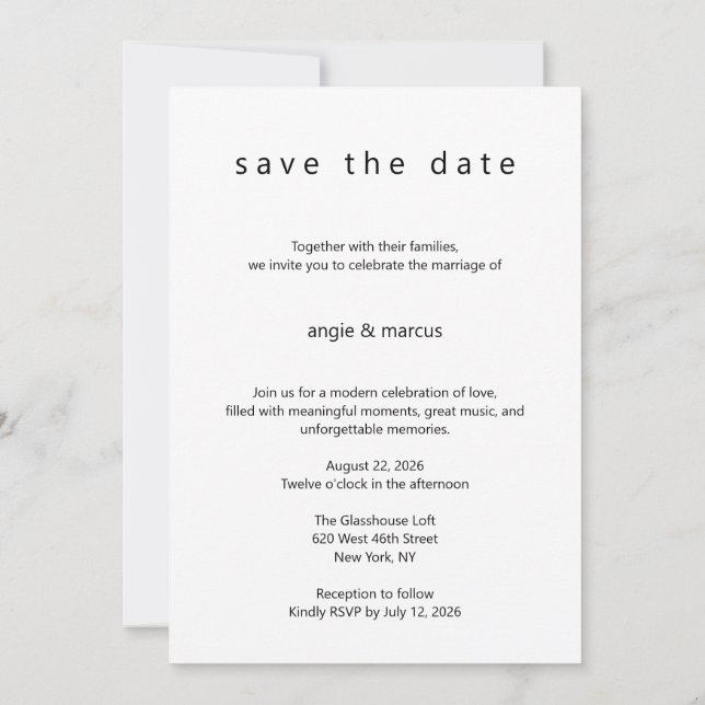 Save The Date Épinglez la date de votre mariage avec un design m (Dos)