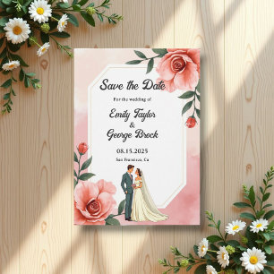 Save The Date Épouse Romantique Rose Dusty Et Mariage Floral