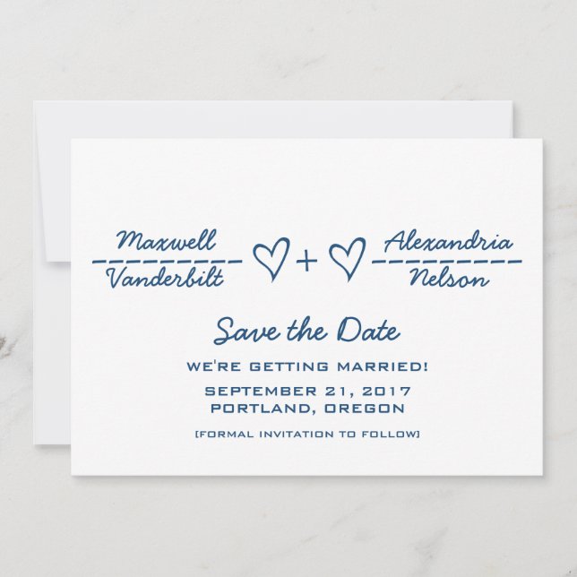 Save The Date Équation Coeur Bleu Enregistrer l'Invitation Date (Devant)