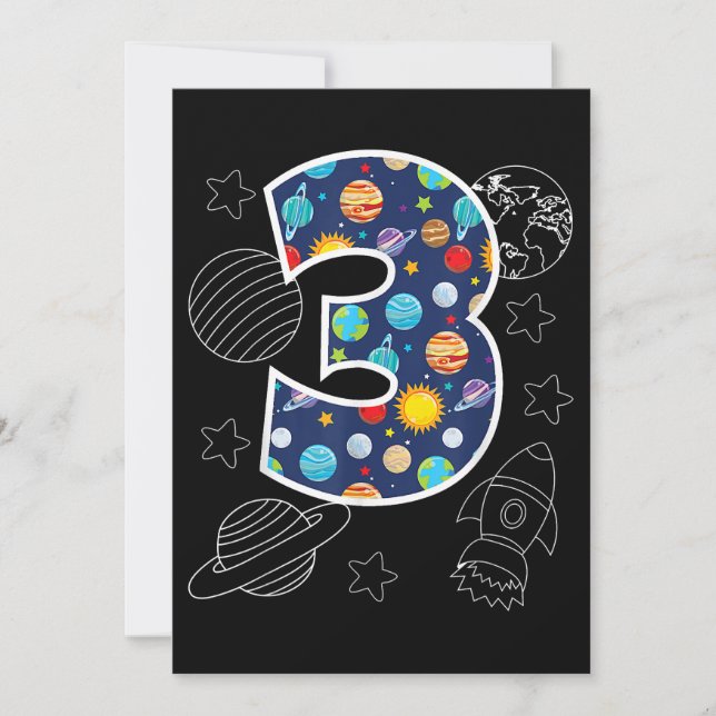Save The Date Espace extra-atmosphérique 3 ans 3ème anniversaire (Devant)