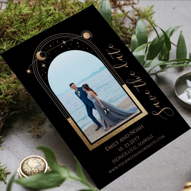 Save The Date Espace mystique Black Gold Sun Moon Star (Créateur téléchargé)