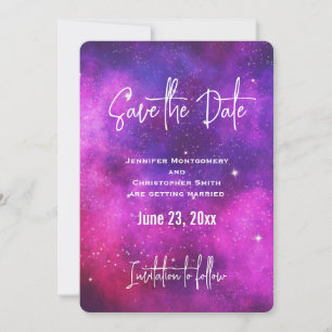Save The Date Espace rose & violet & Étoiles Faux Galaxy
