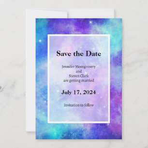 Save The Date Espace violet et bleu Galaxy Espace Mariage Abstra