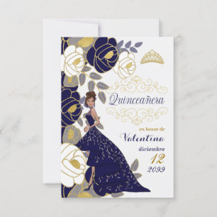 Save The Date Espagnol Sauvez la date Quinceanera Bleue Pas de p