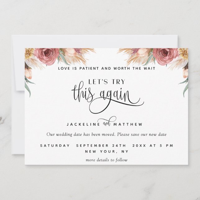 Save The Date Essayons de nouveau, Pampas Grass Floral (Devant)