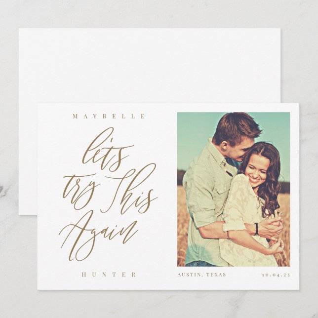 Save The Date Essayons Encore Une Fois Calligraphie Moderne & Ph (Devant / Derrière)