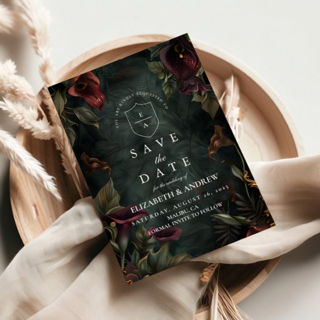 Save The Date Esthétique de mariage botanique sombre (Créateur téléchargé)