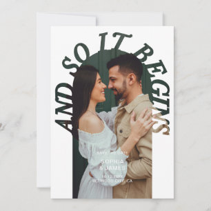 Save The Date Et ça commence Photo de mariage rétro Arch Enregis