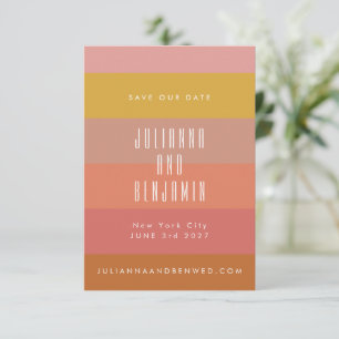 Save The Date Été Orange Jaune Rayures Géométrique Moderne