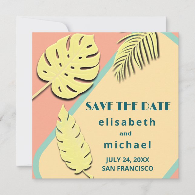 Save The Date Été tropical pastel moderne cool (Devant)