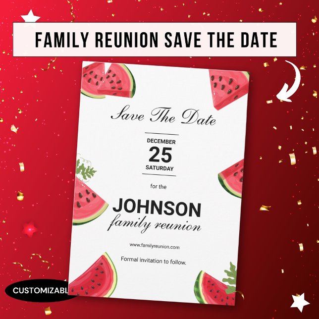 Save The Date Eté Watermelon Thème Famille Réunion Blanc (Créateur téléchargé)