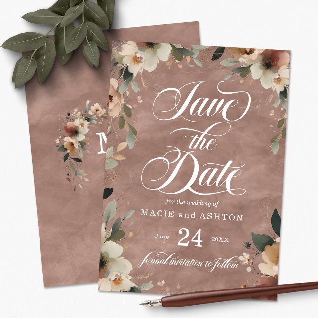 Save The Date Ethereal Elegance Mariage en bois d'aquarelle (Step into a world where love and nature intertwine, with our Ethereal Elegance Save the Dates.)