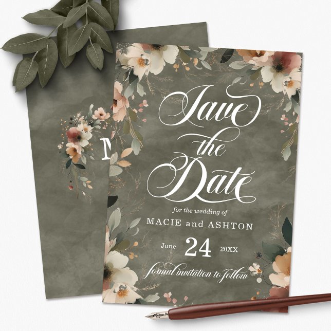 Save The Date Ethereal Elegance Sage Whisper Mariage d'aquarelle (Step into a world where love and nature intertwine, with our Ethereal Elegance Save the Dates.)