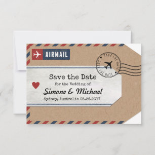 Save The Date Étiquette de bagage Australie par avion Enregistre