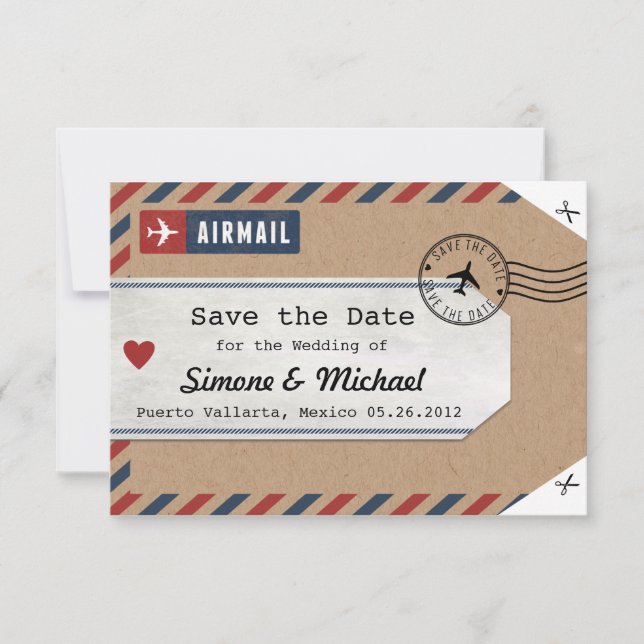 Save The Date Étiquette de bagage pour aéronef Mexique Enregistr (Devant)