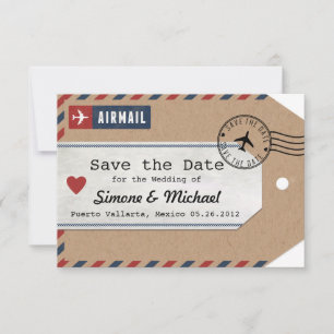 Save The Date Étiquettes de bagages en papier kraft pour les fai
