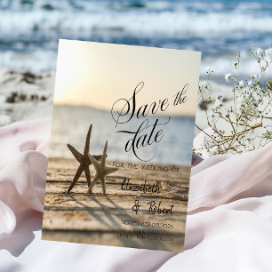 Save The Date Étoiles de mer Plage de sable Sauvegarder la date
