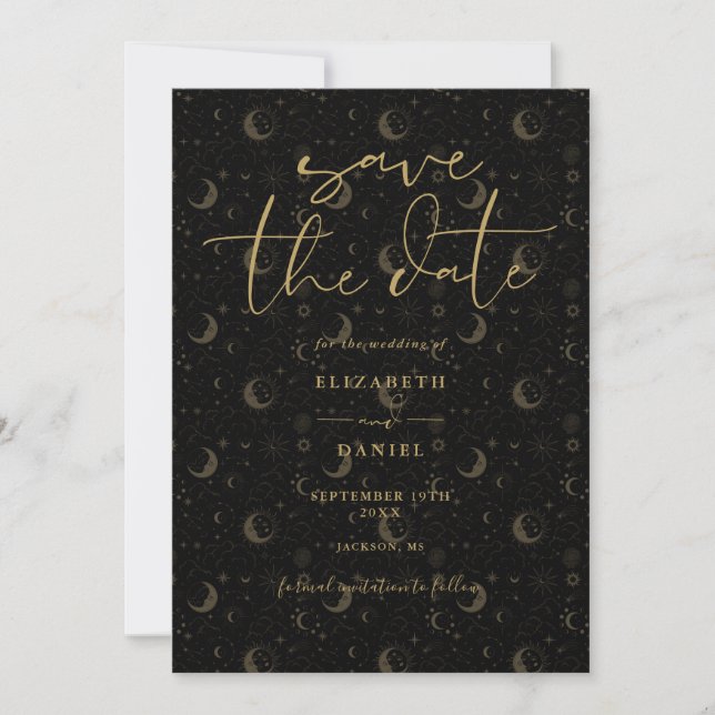 Save The Date Étoiles Mystiques Célestes et Code QR de Mariage L (Devant)