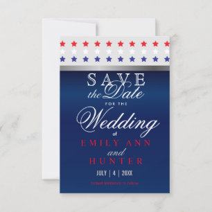 Save The Date Étoiles patriotiques rouge, blanc et bleu