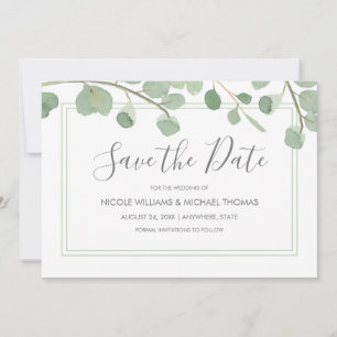 Save The Date Eucalyptus Aquarelle