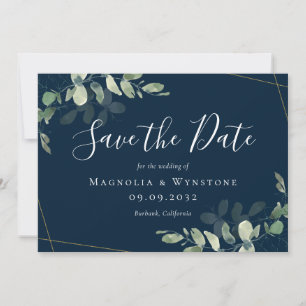 Save The Date Eucalyptus Aquarelle or Parties scintillant Mariag