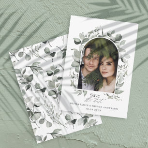 Save The Date Eucalyptus botanique élégante photo simple mariage