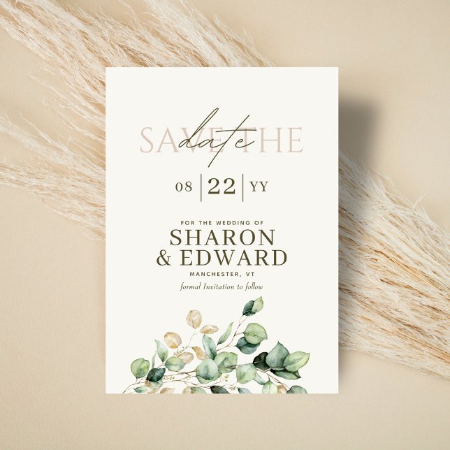 Save The Date Eucalyptus Botanique Vert & Arc Photo Code QR (Créateur téléchargé)