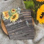 Save The Date Eucalyptus de tournesol rustique<br><div class="desc">Ceci économise la date de carte à plat dispose de la texture en bois imprimé avec des tournesols aquarelle et eucalyptus. Calligraphie de script et police moderne utilisée.</div>
