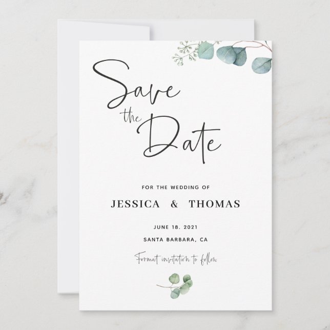 Save The Date Eucalyptus Enregistrer la date (Devant)