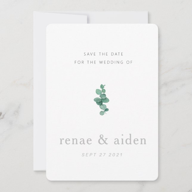 Save The Date Eucalyptus enregistrer la date, mariage (Devant)