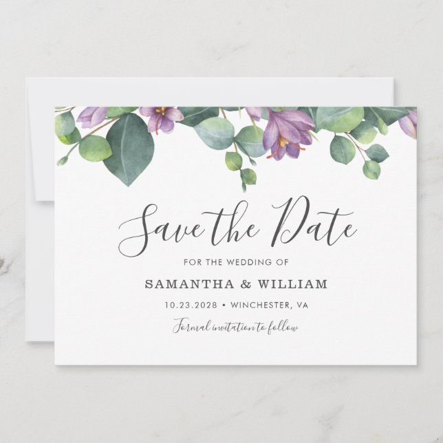 Save The Date Eucalyptus Floral Succulent Botanique (Devant)