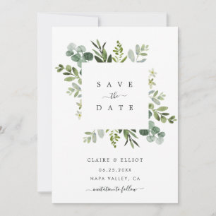 Save The Date Eucalyptus Foliage Carré Cadre Enregistrer la cart