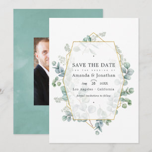 Save The Date Eucalyptus géométrique aquarelle Enregistrez la da